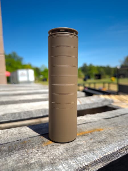 Cerakote project by Amendment Works Raleigh NC — Suppressors in Flat Dark Earth in C-246 Flat Dark Earth (Elite)
